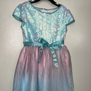 Pink and blue seqin girl's dress sz. 6x